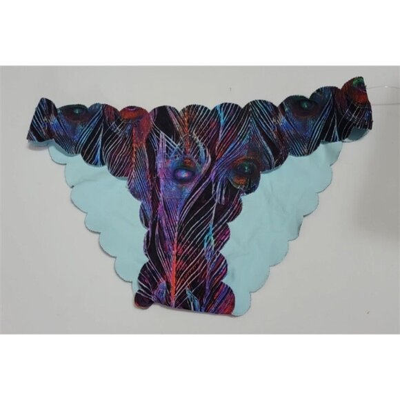 NWOT Pilyq Girls 10 Rainbow Feather Reversible Peacock Bikini Swim Bottom 113950 - Picture 1 of 4
